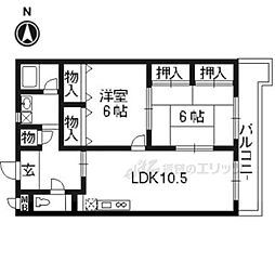 コンフォール・パオ 2LDKの間取図画像