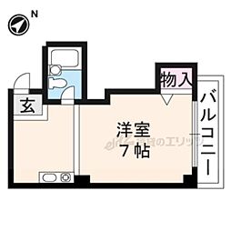 京都地下鉄東西線 小野駅 徒歩7分の賃貸マンション 4階1Kの間取り