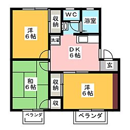 塩入ハイツ 1階3DKの間取り