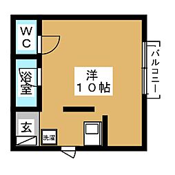 ソレイユ若里 ワンルームの間取図画像