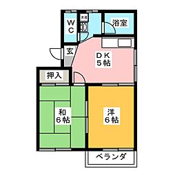 メゾン・ド・やま　Ｓ棟 1階2Kの間取り