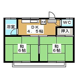 青木ハイツ 1階2DKの間取り