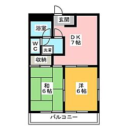 ハイツ山岸 1階2DKの間取り