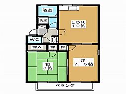 メゾンリポーズ　Ａ棟 2階2LDKの間取り
