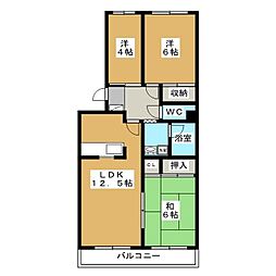 グランデージ横文 3階3LDKの間取り