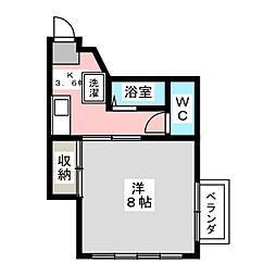 ハイツ前田 3階1Kの間取り