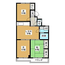 ホワイトハイツ西館 1階3DKの間取り