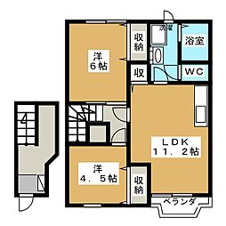 フォレスタ　Ａ 2階2LDKの間取り