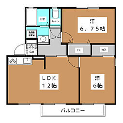メゾン・ド・Ｍ　Ａ 1階2LDKの間取り