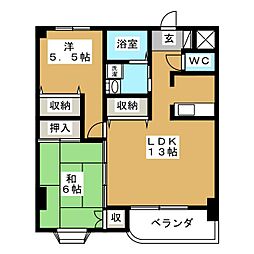 プライムハイツＲ・Ｋ 3階2LDKの間取り