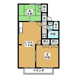 パウゼ・ドゥ・アピス　Ｂ 1階2LDKの間取り