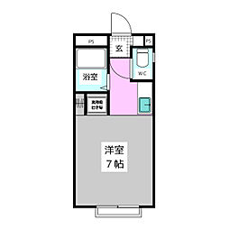 レジデンスＫＵＲＡＳＡＷＡ 2階ワンルームの間取り