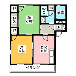 フレッシュタウンＮＧ　3 2階2Kの間取り