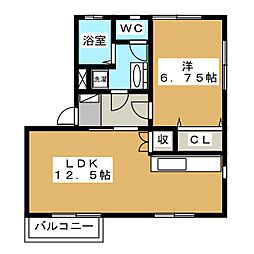 第7松本コーポ 2階1LDKの間取り