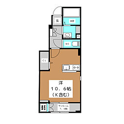 ルーセンス 1階ワンルームの間取り