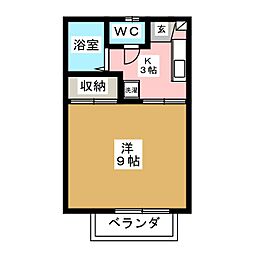 フォーブル妻科 2階1Kの間取り