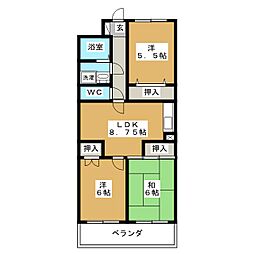 第2星野ビル 3階3DKの間取り
