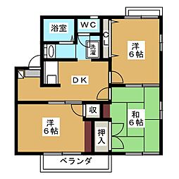 タウニィトミタケ　Ａ棟 1階3DKの間取り