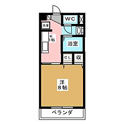 Aurora Shimada 1階1Kの間取り