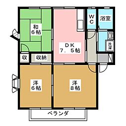 グリーンハイツベル　Ｂ棟 2階3DKの間取り