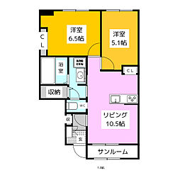 ベルデ・Ｓ 1階2LDKの間取り