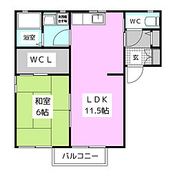 フォーレス望　Ａ棟 2階1LDKの間取り