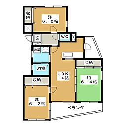 メイデンヘアー・Ａ． 3階3LDKの間取り