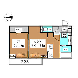 トリシア東口 1階1LDKの間取り