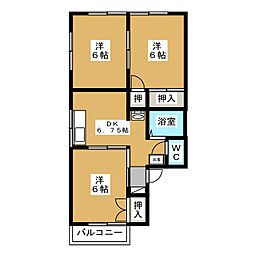 パークシティ高山 2階3DKの間取り