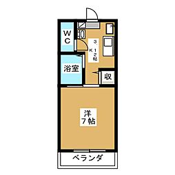 グランドゥール坂口 2階1Kの間取り