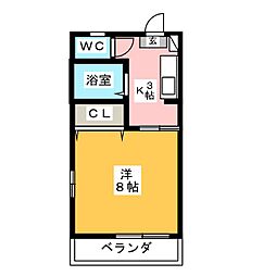 富竹アパートメント 1階1Kの間取り