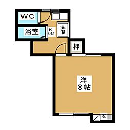 ソレイユ若里 2階1Kの間取り