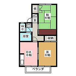 ラベンダーハイツ新井　Ｆ 1階2DKの間取り