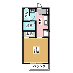 カサ・デ・サチ 2階1Kの間取り