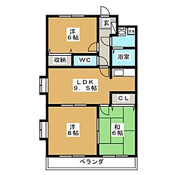 カメリアガーデン 1階3DKの間取り