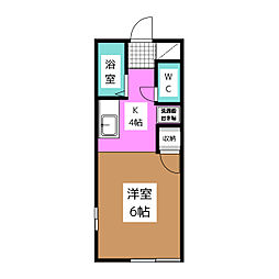 Ｋコスモスハイツ 1階ワンルームの間取り