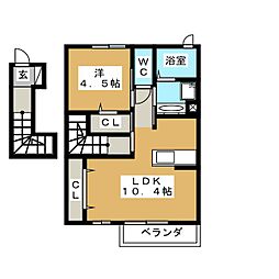 アランコート 2階1LDKの間取り