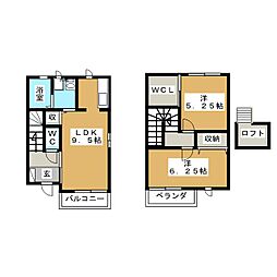 ロフトハウス倉石 1階2LDKの間取り