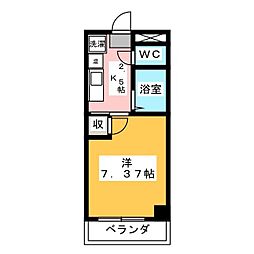 ＳＫマンション 2階1Kの間取り