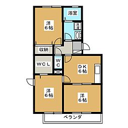 コラージュみなみ 3階3DKの間取り