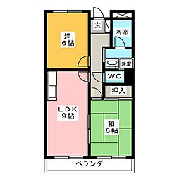 リンピアハピネス 3階2LDKの間取り