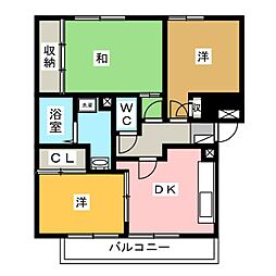 ツイン・コート　Ｂ棟 2階3DKの間取り