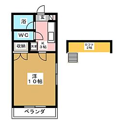 ウイライブケイ 2階1Kの間取り