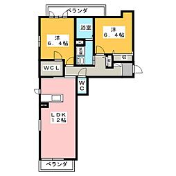 ヴェルクレール 1階2LDKの間取り