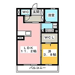 ライフコア吉田小町 1階1LDKの間取り