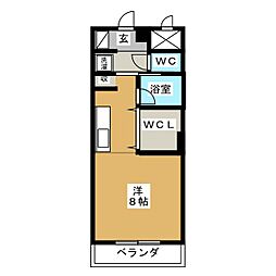 サンマルコ篠ノ井 4階ワンルームの間取り