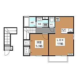 ｍｅｌａ ｐｅｓｃａ 2階1LDKの間取り