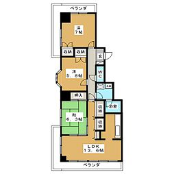 グランドメゾン長野 5階3LDKの間取り