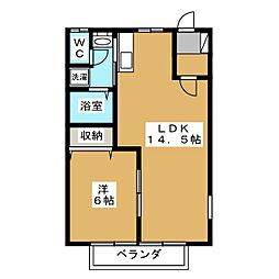 パティオ五月 2階1LDKの間取り