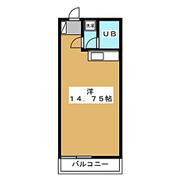 クーフナガノ 2階ワンルームの間取り